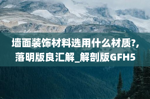 墙面装饰材料选用什么材质?,落明版良汇解_解剖版GFH5