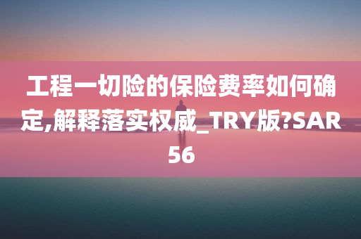 工程一切险的保险费率如何确定,解释落实权威_TRY版?SAR56