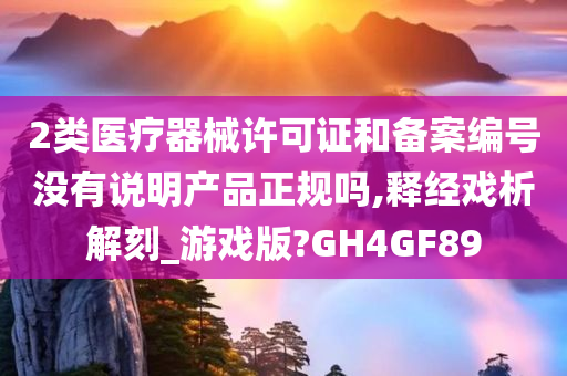 2类医疗器械许可证和备案编号没有说明产品正规吗,释经戏析解刻_游戏版?GH4GF89