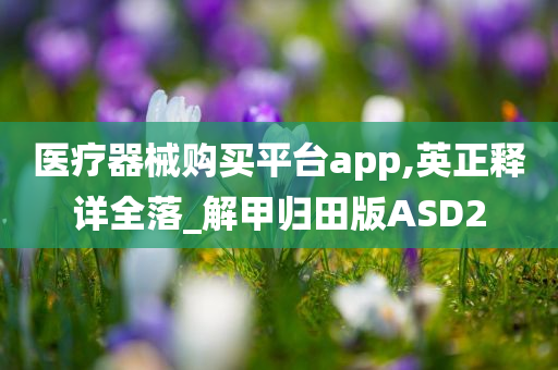 医疗器械购买平台app,英正释详全落_解甲归田版ASD2