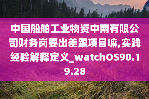 中国船舶工业物资中南有限公司财务岗要出差跟项目嘛,实践经验解释定义_watchOS90.19.28