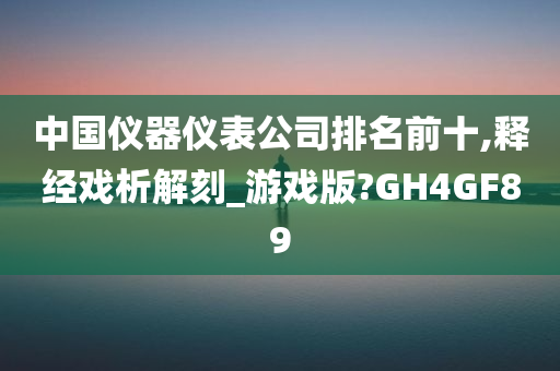 中国仪器仪表公司排名前十,释经戏析解刻_游戏版?GH4GF89