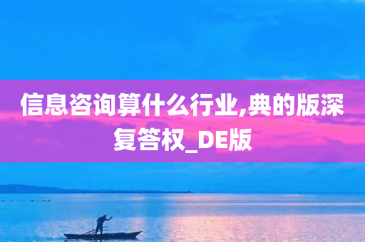 信息咨询算什么行业,典的版深复答权_DE版