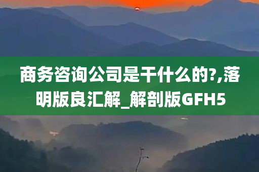 商务咨询公司是干什么的?,落明版良汇解_解剖版GFH5