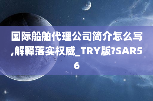 国际船舶代理公司简介怎么写,解释落实权威_TRY版?SAR56