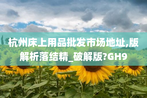 杭州床上用品批发市场地址,版解析落结精_破解版?GH9