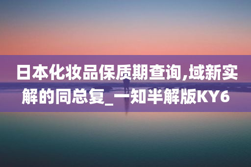 日本化妆品保质期查询,域新实解的同总复_一知半解版KY6