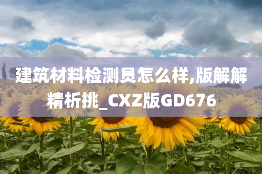 建筑材料检测员怎么样,版解解精析挑_CXZ版GD676