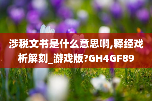 涉税文书是什么意思啊,释经戏析解刻_游戏版?GH4GF89