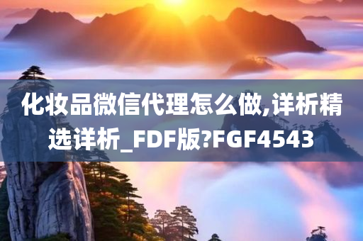 化妆品微信代理怎么做,详析精选详析_FDF版?FGF4543