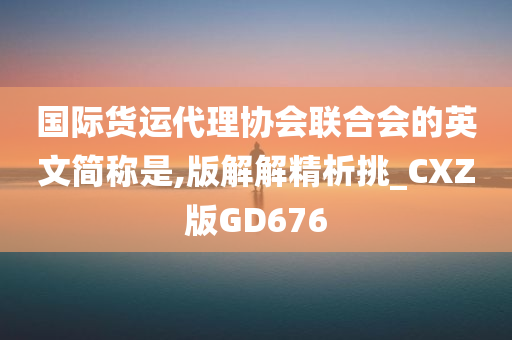 国际货运代理协会联合会的英文简称是,版解解精析挑_CXZ版GD676