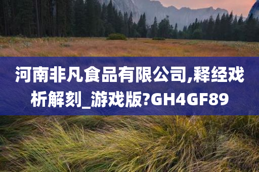 河南非凡食品有限公司,释经戏析解刻_游戏版?GH4GF89