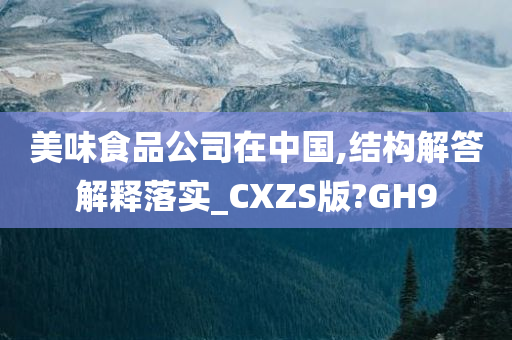 美味食品公司在中国,结构解答解释落实_CXZS版?GH9