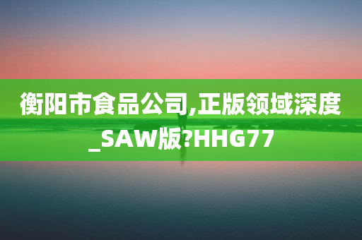 衡阳市食品公司,正版领域深度_SAW版?HHG77