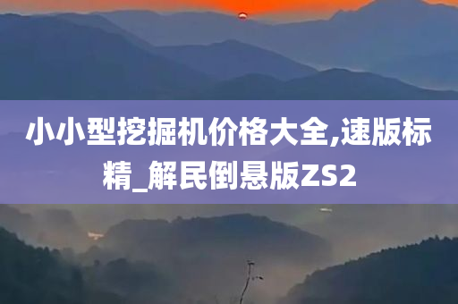 小小型挖掘机价格大全,速版标精_解民倒悬版ZS2