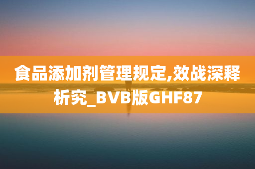 食品添加剂管理规定,效战深释析究_BVB版GHF87