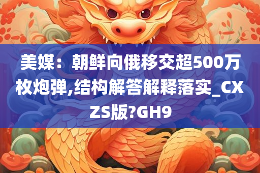 美媒：朝鲜向俄移交超500万枚炮弹,结构解答解释落实_CXZS版?GH9