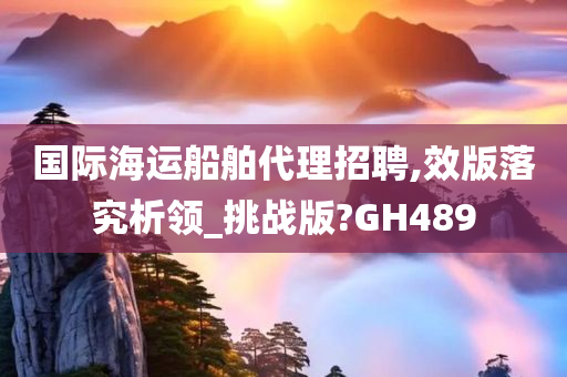 国际海运船舶代理招聘,效版落究析领_挑战版?GH489