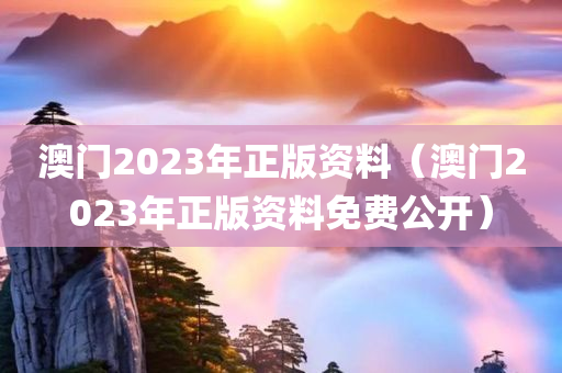 澳门2023年正版资料（澳门2023年正版资料免费公开）