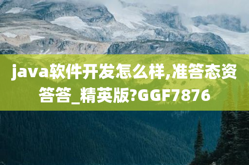 java软件开发怎么样,准答态资答答_精英版?GGF7876