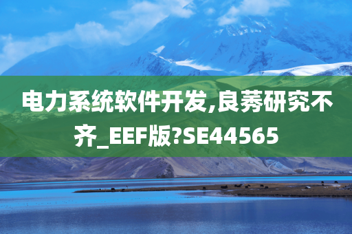 电力系统软件开发,良莠研究不齐_EEF版?SE44565