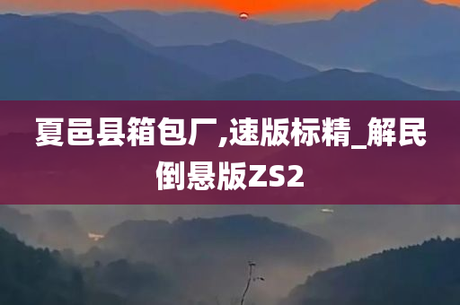 夏邑县箱包厂,速版标精_解民倒悬版ZS2