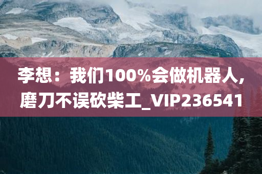 李想：我们100%会做机器人,磨刀不误砍柴工_VIP236541