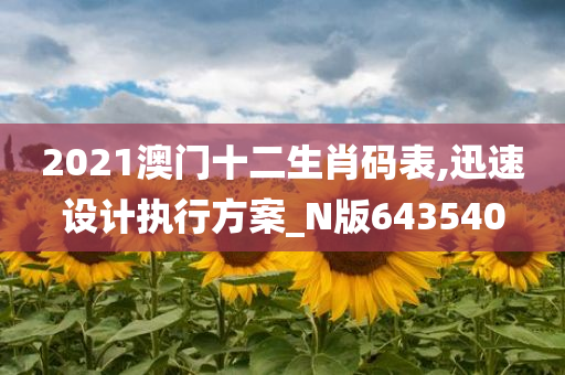 2021澳门十二生肖码表,迅速设计执行方案_N版643540