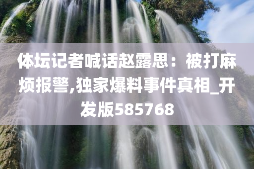 体坛记者喊话赵露思：被打麻烦报警,独家爆料事件真相_开发版585768