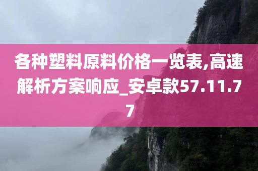 各种塑料原料价格一览表,高速解析方案响应_安卓款57.11.77