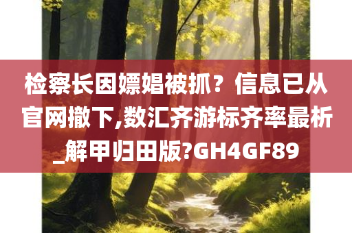 检察长因嫖娼被抓？信息已从官网撤下,数汇齐游标齐率最析_解甲归田版?GH4GF89