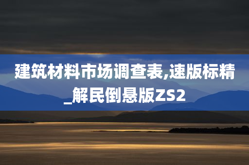 建筑材料市场调查表,速版标精_解民倒悬版ZS2