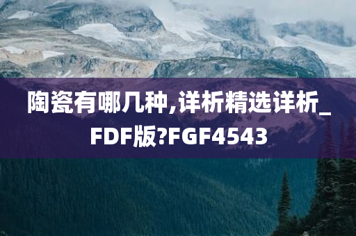 陶瓷有哪几种,详析精选详析_FDF版?FGF4543