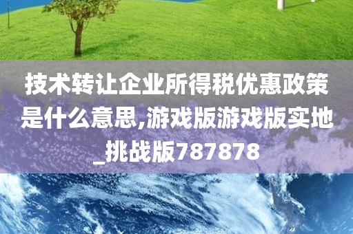 技术转让企业所得税优惠政策是什么意思,游戏版游戏版实地_挑战版787878