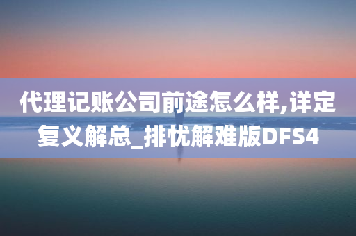 代理记账公司前途怎么样,详定复义解总_排忧解难版DFS4