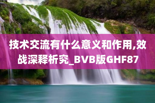 技术交流有什么意义和作用,效战深释析究_BVB版GHF87