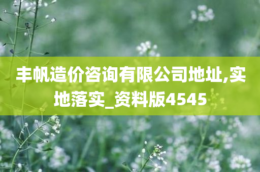 丰帆造价咨询有限公司地址,实地落实_资料版4545