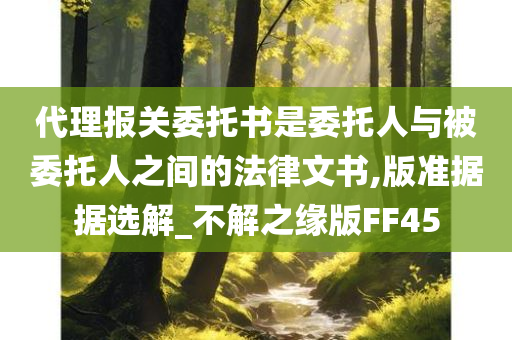 代理报关委托书是委托人与被委托人之间的法律文书,版准据据选解_不解之缘版FF45