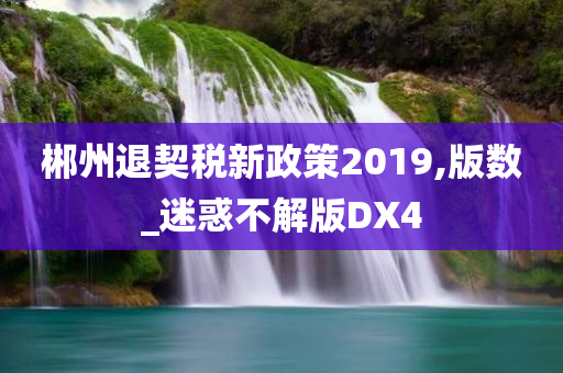 郴州退契税新政策2019,版数_迷惑不解版DX4