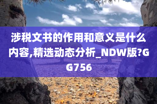 涉税文书的作用和意义是什么内容,精选动态分析_NDW版?GG756