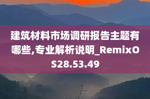 建筑材料市场调研报告主题有哪些,专业解析说明_RemixOS28.53.49