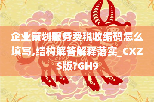 企业策划服务费税收编码怎么填写,结构解答解释落实_CXZS版?GH9