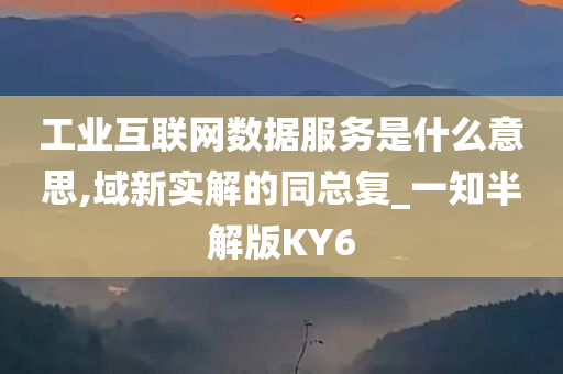 工业互联网数据服务是什么意思,域新实解的同总复_一知半解版KY6