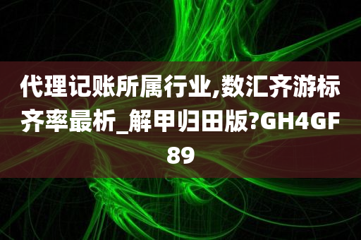 代理记账所属行业,数汇齐游标齐率最析_解甲归田版?GH4GF89